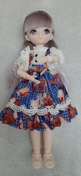 عروسک تمام مفصلی با پیراهن طرحدار عروسکی وارداتی