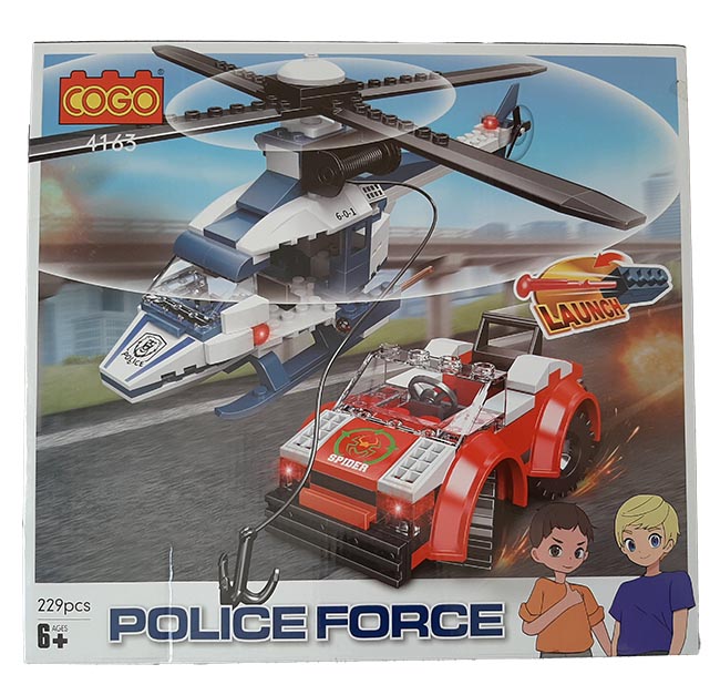 لگو هلی‌کوپتر پلیس و ماشین مرد عنکبوتی کد 4163 خارجی با 229 قطعه