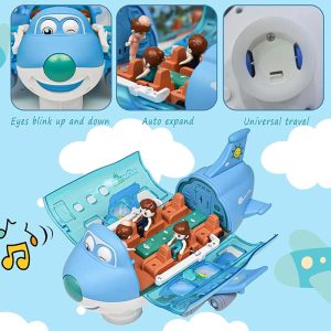 اسباب بازی هواپیما موزیکال و نورپرداز چرخشی درب باز شو با آدمک کد 16-8811