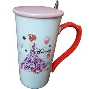 ماگ سرامیکی دربدار وارداتی طرح پرنسس در 3 طرح متفاوت