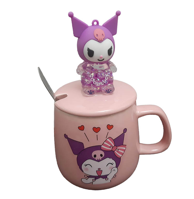 لیوان سرامیکی کرومی با درب عروسکی