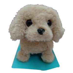 عروسک اسباب بازی حرکتی رباتی سگ راه رونده رنگ کرمی