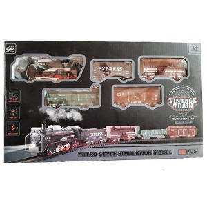 اسباب بازی قطار ریلی مدل قطار قدیمی چراغدار باتری‌خور