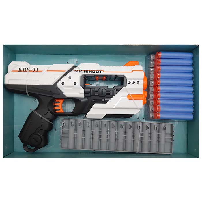 تفنگ تیر اسفنجی خشاب خور 12 تیر با تیرهای چسبونکی